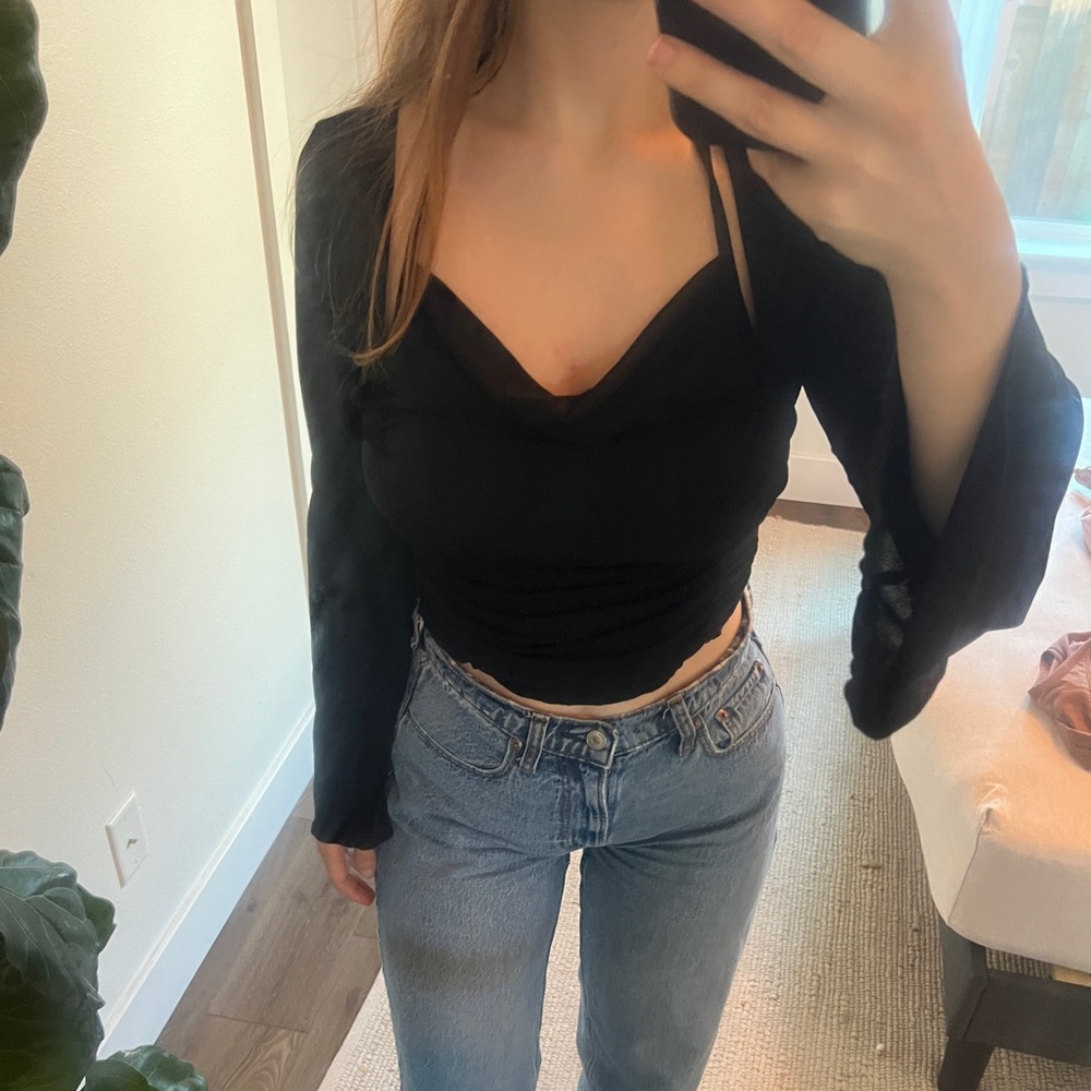 Black Silky Halter Top